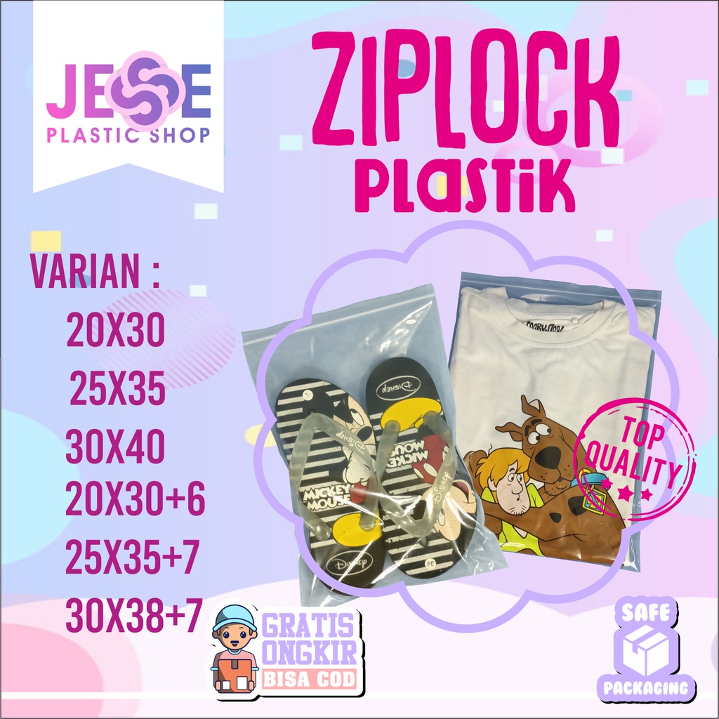 Plastik KLIP Tanpa Plong Ziplock | Plastik ZipLock Packing Baju Sepatu Bening 20x30, 25x35, 30x40 | 