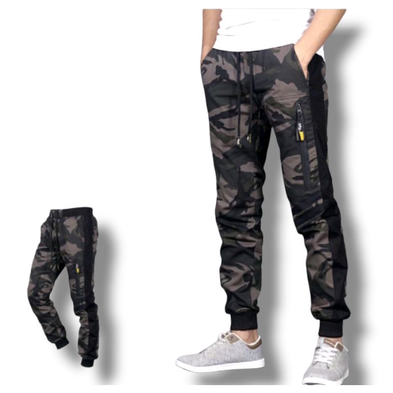 Celana jogger pria camo army loreng