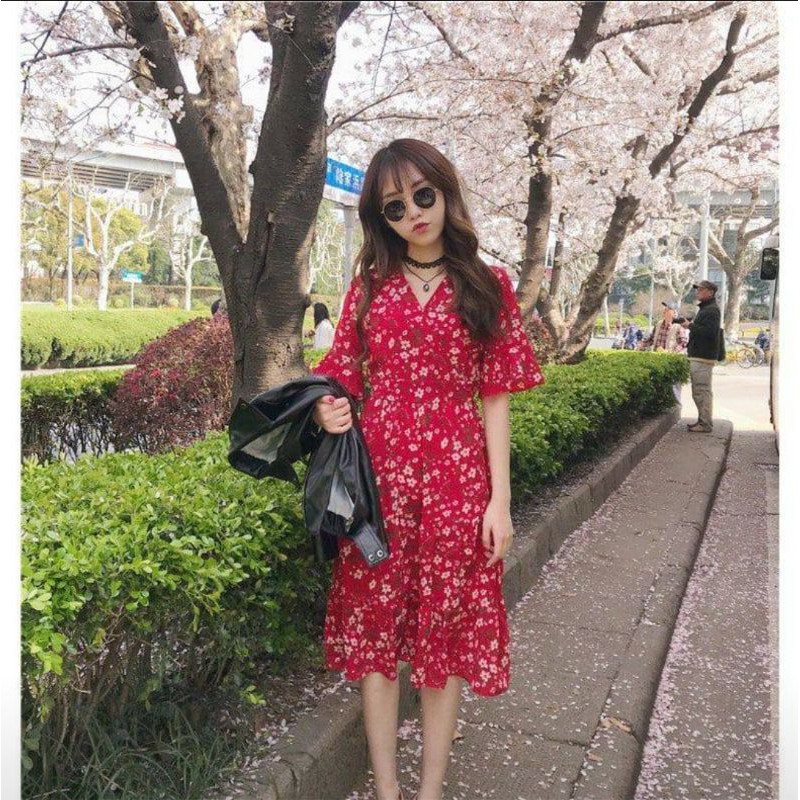 Dress Gaya Korea V - Neck