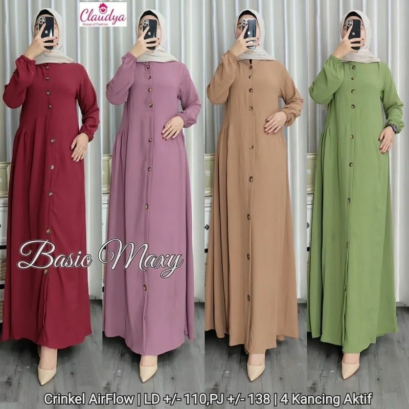 Gamis Crinkle Airflow BASIC DRESS Busui Terbaru