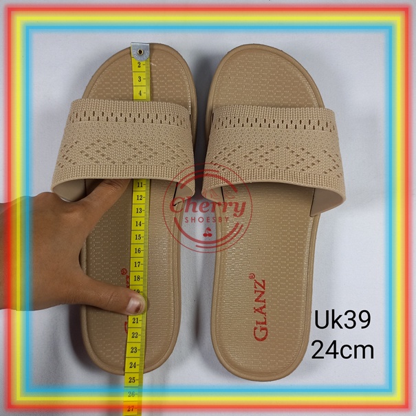 L1369 Sandal Selop Karet Wanita Glanzton Sendal Slop Cewek Turki Tali Jelly Motif Rajut Import