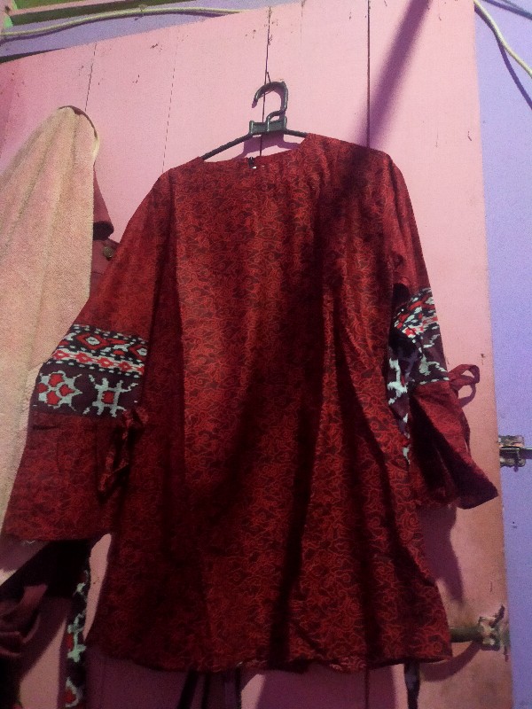 Batik Couple Keluarga Maura Couple Sania Ruffle Ori Ndoro Jowi Dnt Termurah Motif Mega Mendung Merah