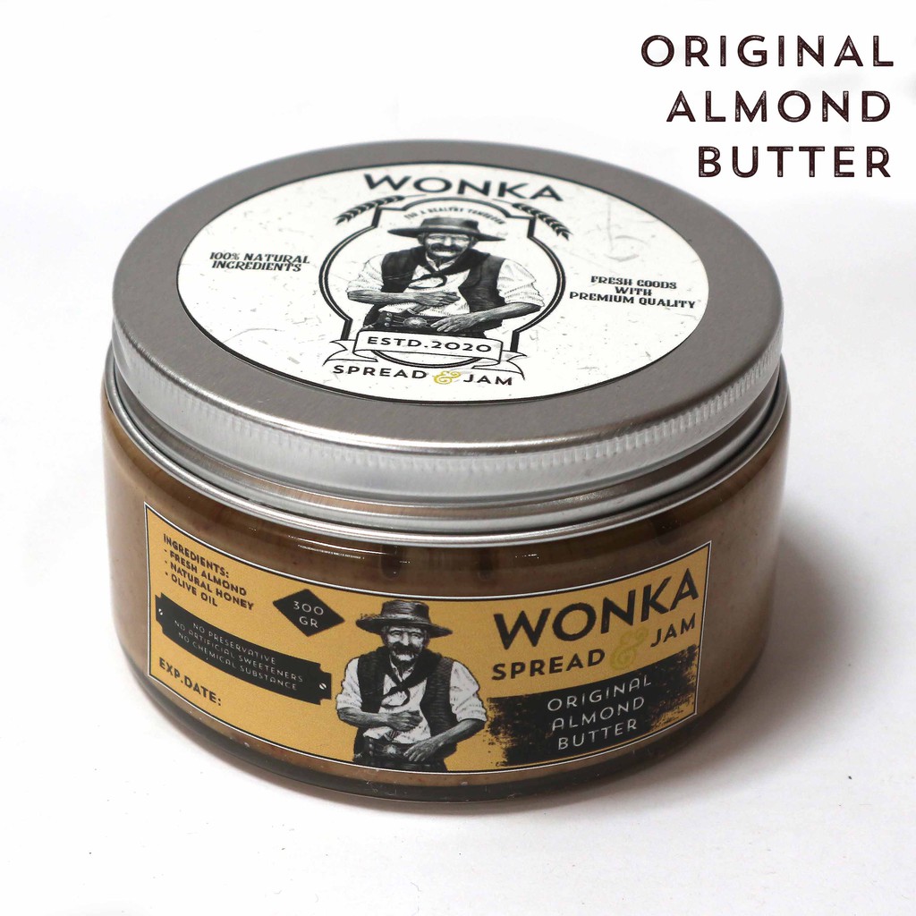 

Selai Wonka Almond Butter| Premium Almond| Natural handmade| Makanan sarapan sehat, diet, vegan|Asli
