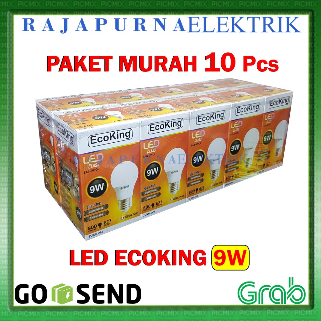 LAMPU LED 9W - 9 watt ECOKING SUPER TERANG - TAHAN LAMA (PAKET 10Pcs)