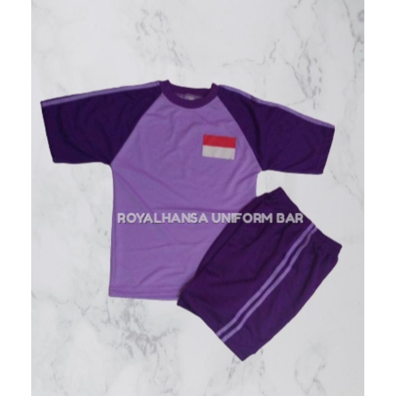 Seragam olahraga sekolah TK/SD/MI warna ungu