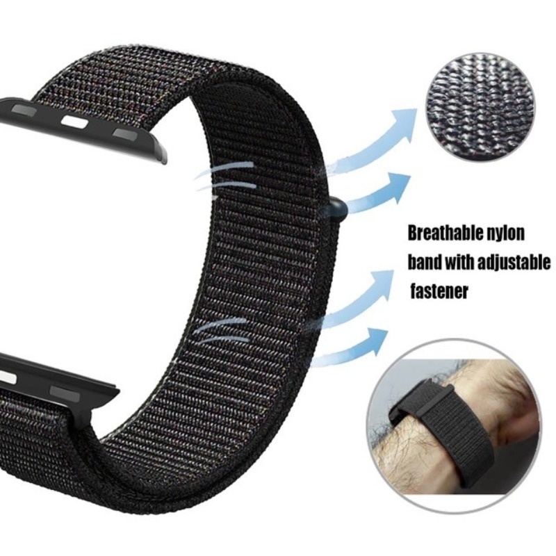 Nylon Strap 2 in 1 APPLE WATCH 38/40/41mm 42/44/45mm iWatch Loop Replacement Band Tali jam