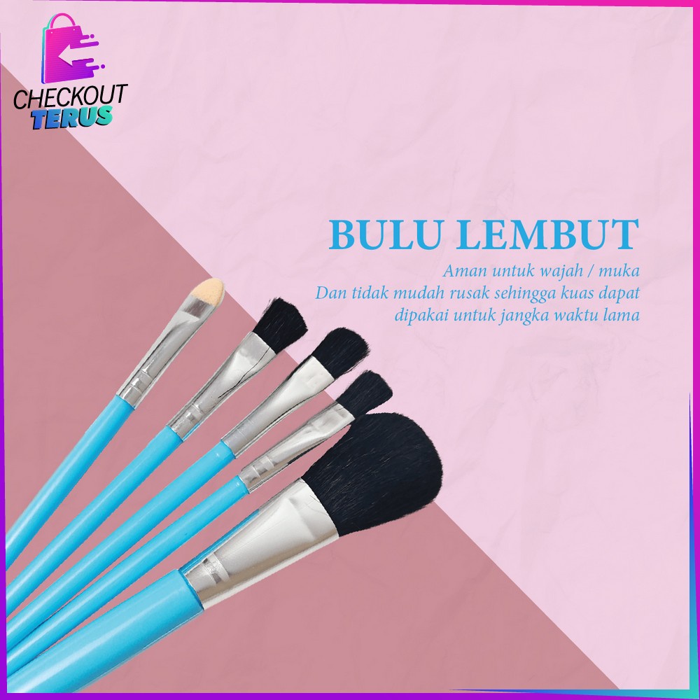 CT K129 Kuas Make Up Set 5 IN 1 Mini Travel Brush Eye Shadow Foundation Blusher Tools Set Alat Make Up