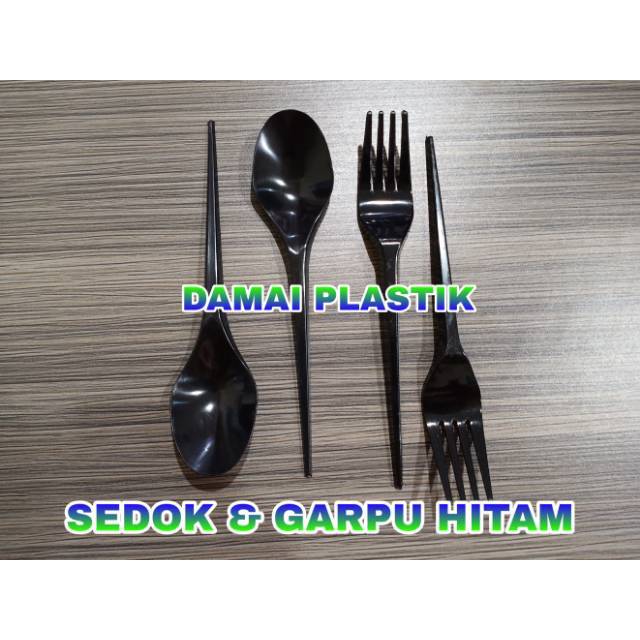 Sendok Plastik Makan Panjang Hitam Suapi Sendok Makan Hitam Murah Garpu