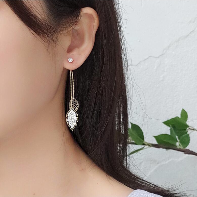 925 perak leaf-shapepd stud anting-anting wanita sederhana dingin anting-anting aksesoris baru trend