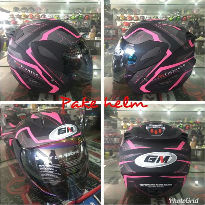 HELM GM FIGHTER GV2 BLACK PINK DOFF