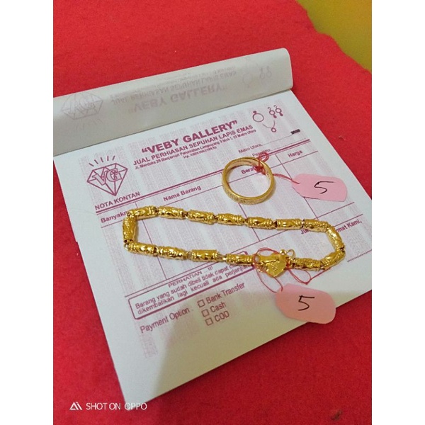 gelang bambu kecil cincin pasir KN sepuhan emas24k