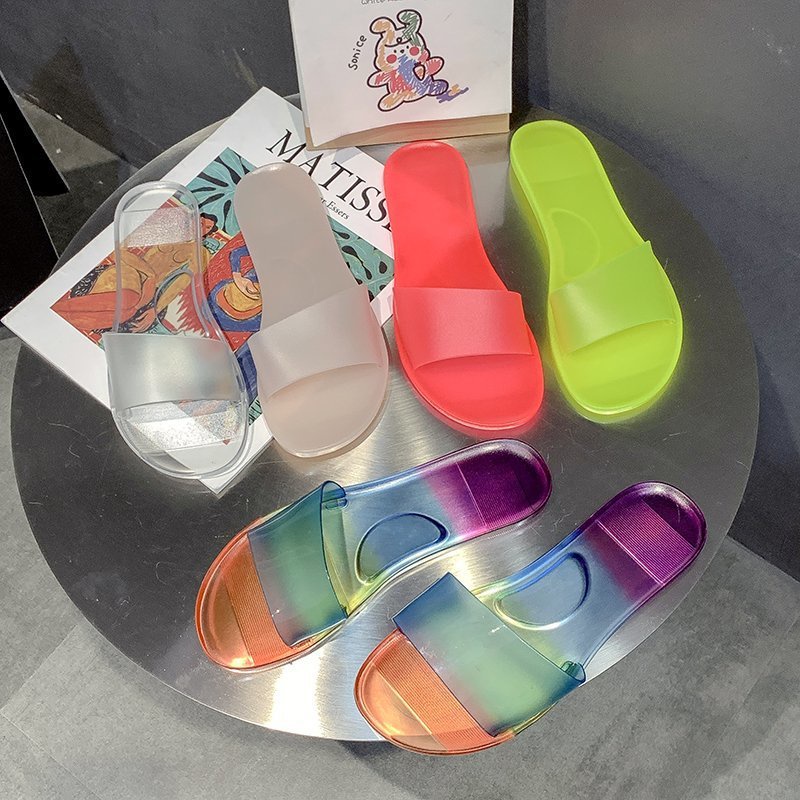 FD Sandal Flat Cewek Terbaru Sendal Slip On Rainbow Wanita Murah Dan Kekinian DI-058