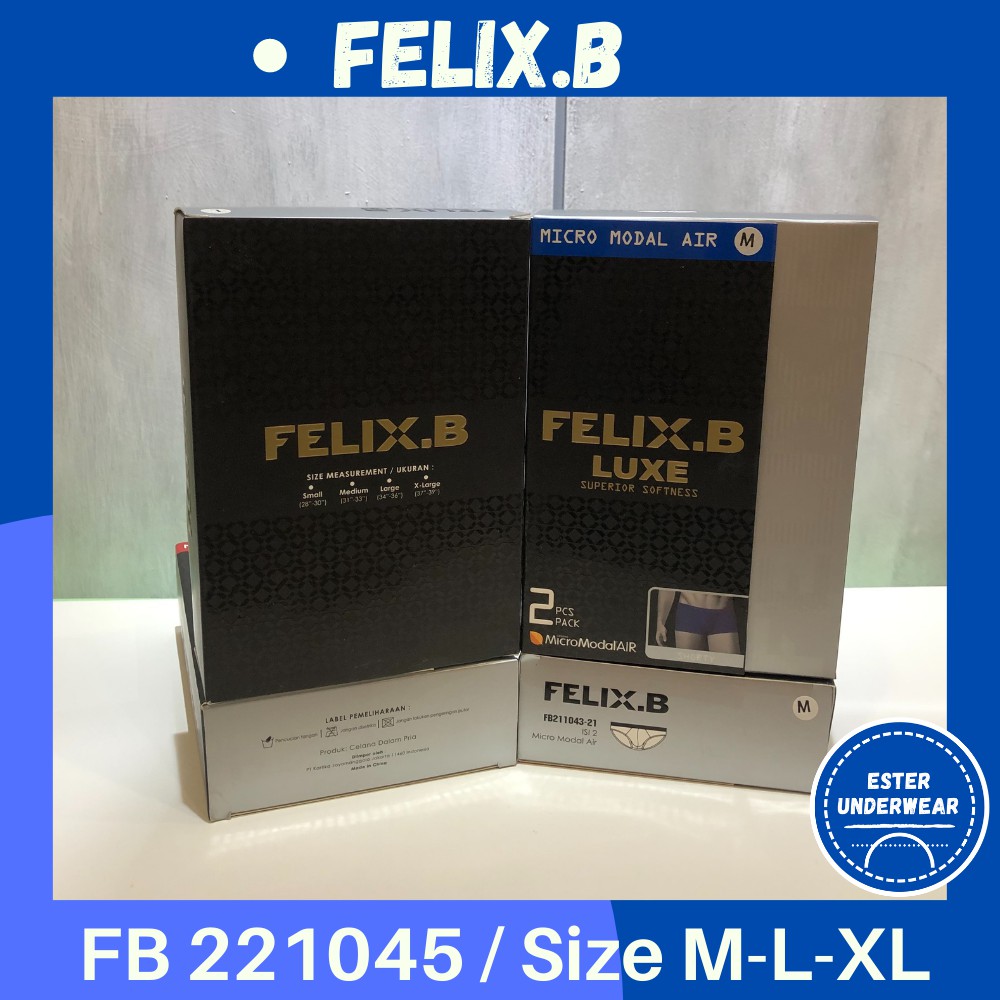 Celana Boxer Pria Felix B  FB 221045 Bahan Micro modal Air Isi-2 PCS