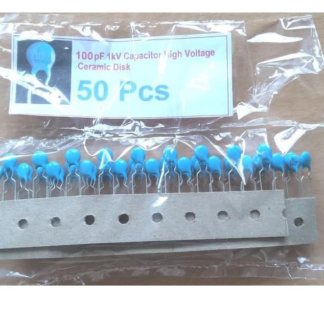 QTY 50 pcs Capacitor 101K 100Pf 1000V 1KV Biru