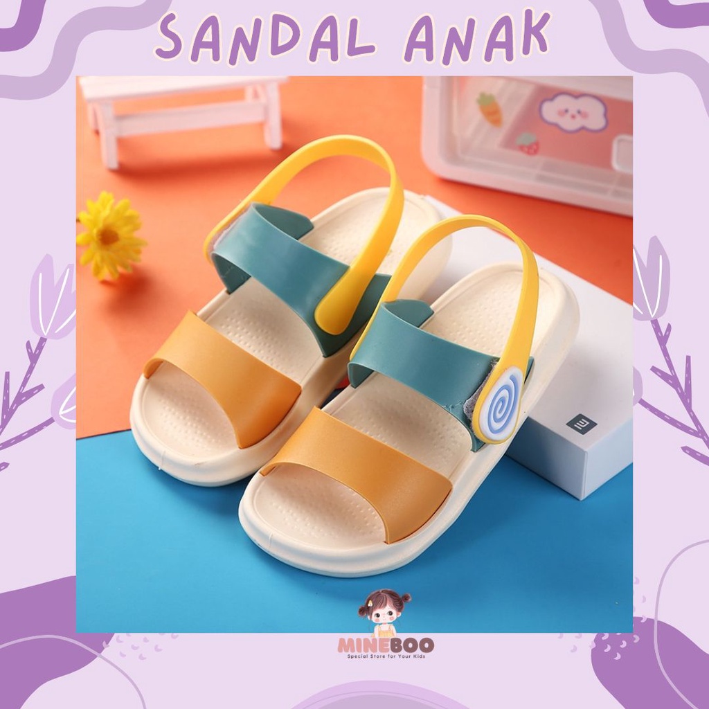 mineboo BROWNIZ 22+2 Sandal Anak Perempuan Bahan Karet Model Lucu 3-8 Tahun Import