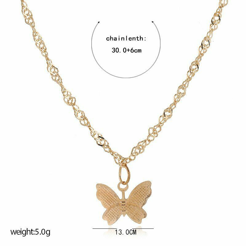 BUTTERFLY Kalung Rantai Dengan Liontin Kupu-Kupu Warna Gold Dan Silver Gaya Korea Untuk Wanita