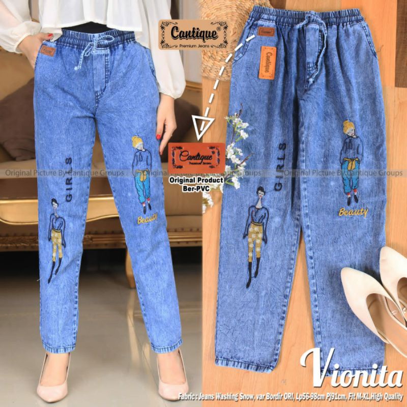 VIONITA BORDIR BY CANTIQUE (CELANA BAGGY JEANS WANITA) celana jeans wanita REKOMENDED