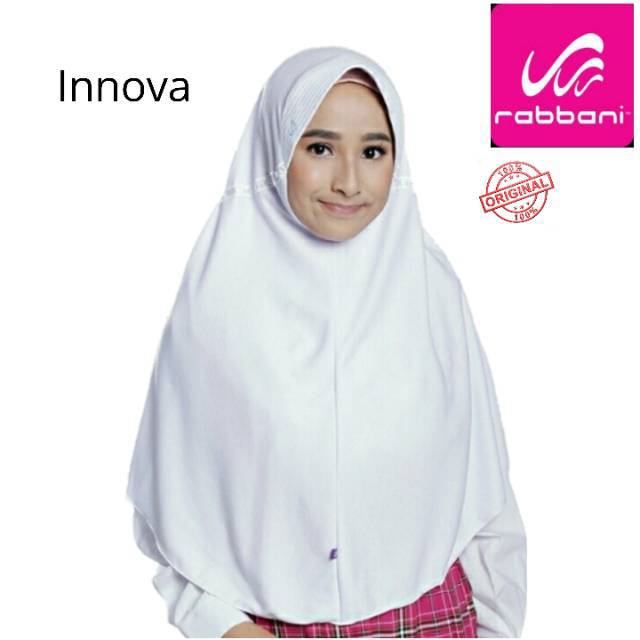 Kerudung Sekolah Anak INNOVA Rabbani ORI S - XL Bergo Kaos Serut Belakang Pita Renda Jilbab Hijab In