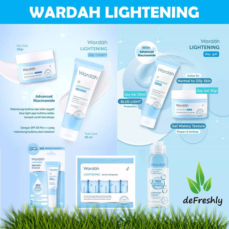 ❤ defreshly ❤ Wardah Lightening Series - Day / Night Cream Niacinamide | Serum Ampoule | Cleansing Milk | Micellar Wash | Gentle Exfoliator | Whip Foam