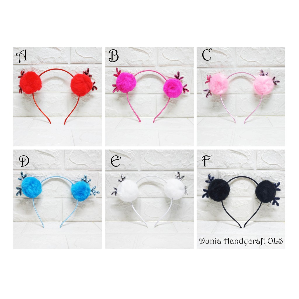 Bando Pom-Pom Tanduk Bando Lucu Pom Manis