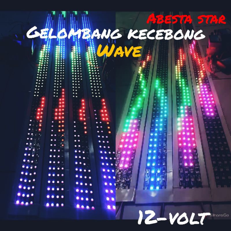 lampu led rgb strobo running text wave variasi kaca mobil 12v-24v 120cm-140cm  pickup l300 elf truck