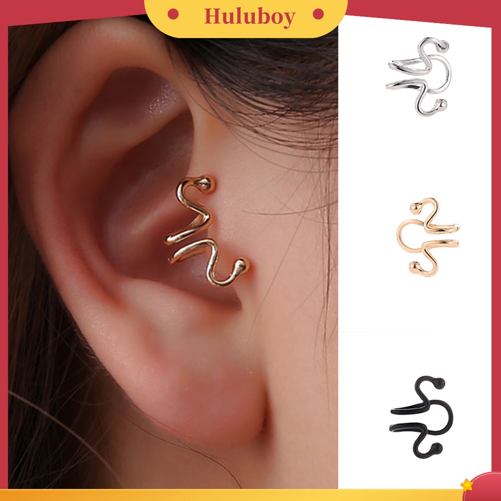 Hu Hu Hu Hu Hu Alat Bantu Pasang Kacamata♡ Anting Klip Tanpa Tindik Desain Geometri Simple Untuk Wanita