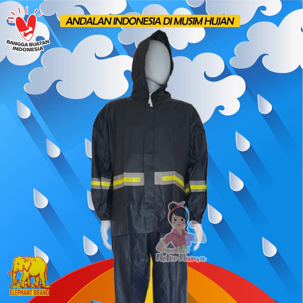 Jas Hujan Setelan Jaket Celana REFLEKTA GAJAH ASLI Mantel Original