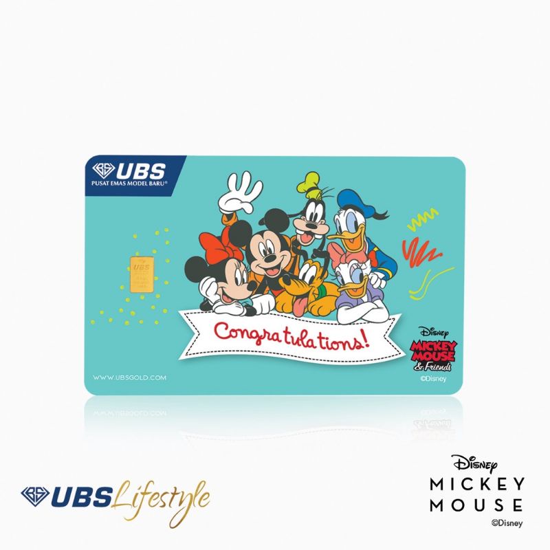 UBS Logam Mulia Disney Mickey & Friends Congratulations 0.1 Gr