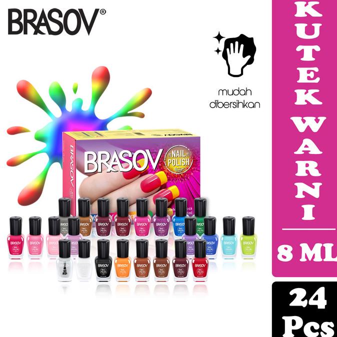 BRASOV Cat Kuku Set 24 Pcs Nail Polis Assorted Colours / Nude Kutek