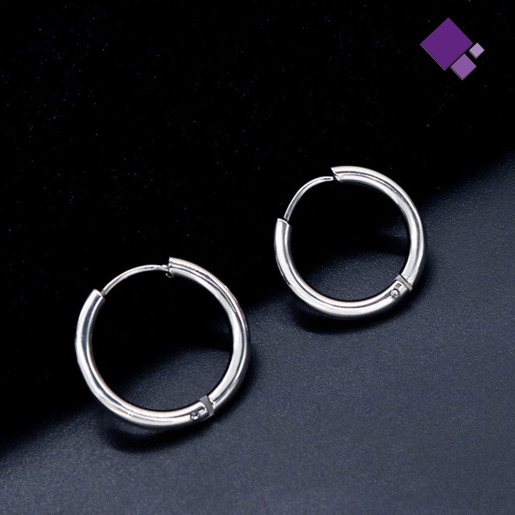 1 Pc Anting Tindik Bahan Stainless Steel Bentuk Bulat Untuk Pria