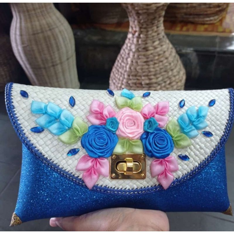 Clutch pesta/ clutch pandan / gliter kunci