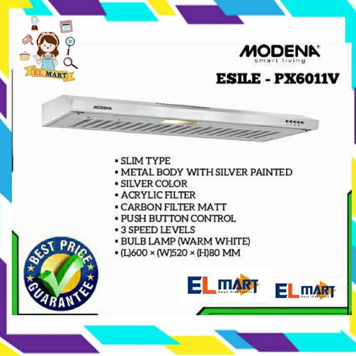 Modena Cooker Hood PX 6011V Esile Penghisap Asap Dapur PX6011V