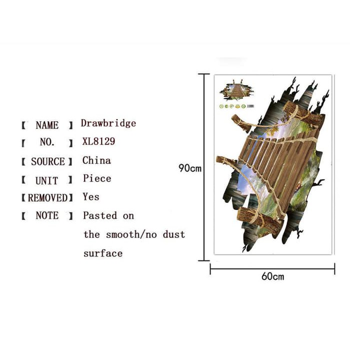 Unik WALL STIKER 60X90 XL8129 WOOD BRIDGE FLOOR  WALSTIKER WALLSTICKER Diskon