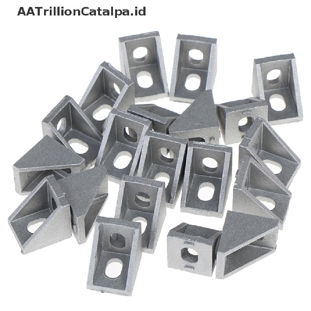 20 Pcs Konektor bracket Pengencang Sudut 2020 Bahan aluminum Ukuran 17x20 X 20