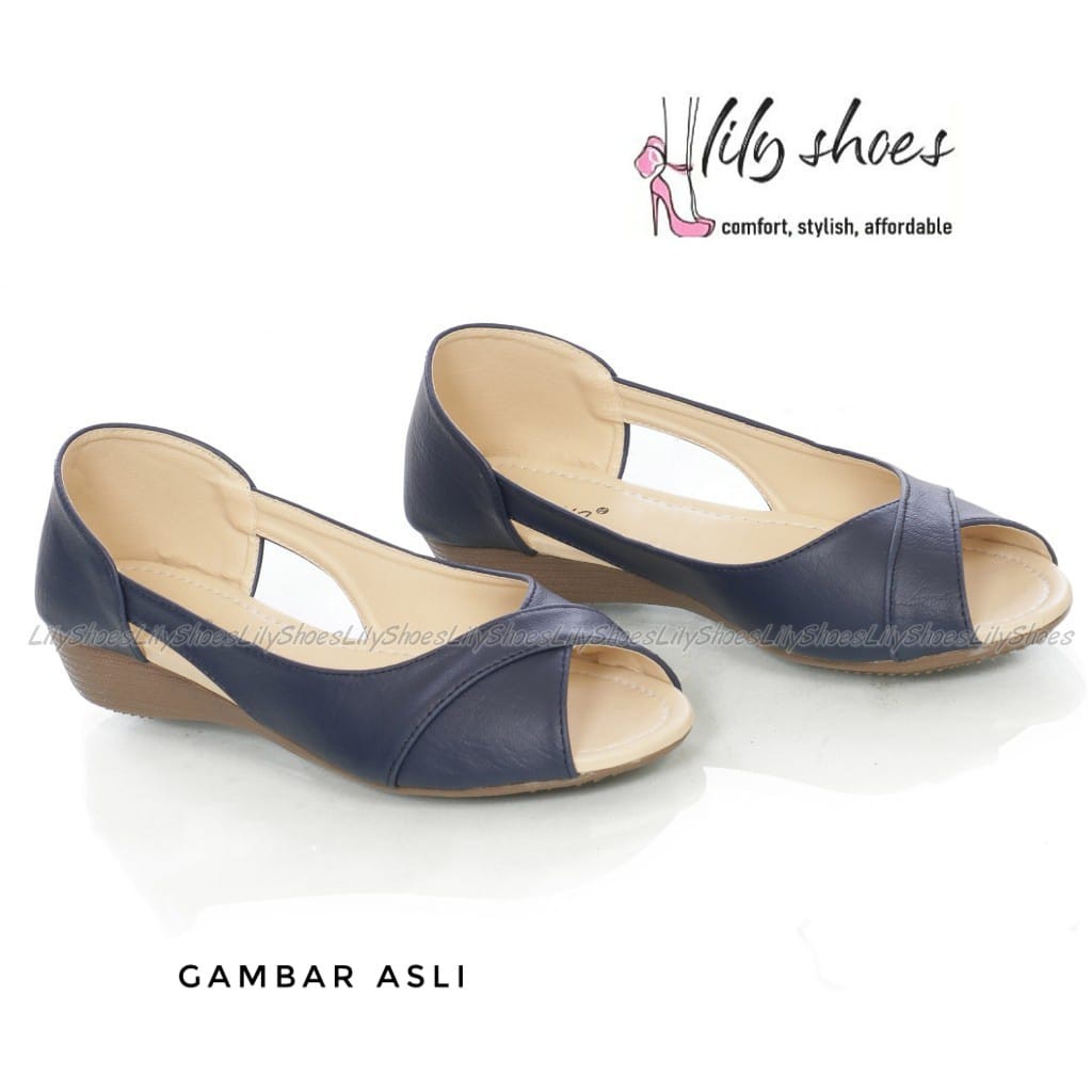 JOTUN - Lily Shoes Sepatu slip on wanita real pict cantik casual berkualitas-NAVY