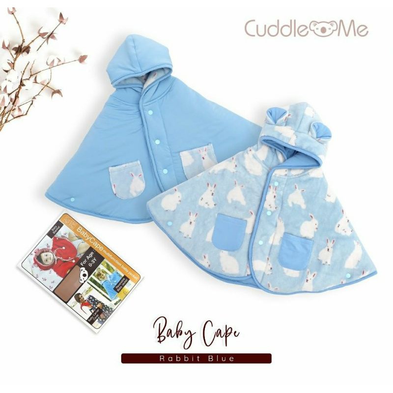 CUDDLEME BABYCAPE SELIMUT JAKET BOLAK BALIK MANTEL KOREA KADO BAYI-Rabbitblue