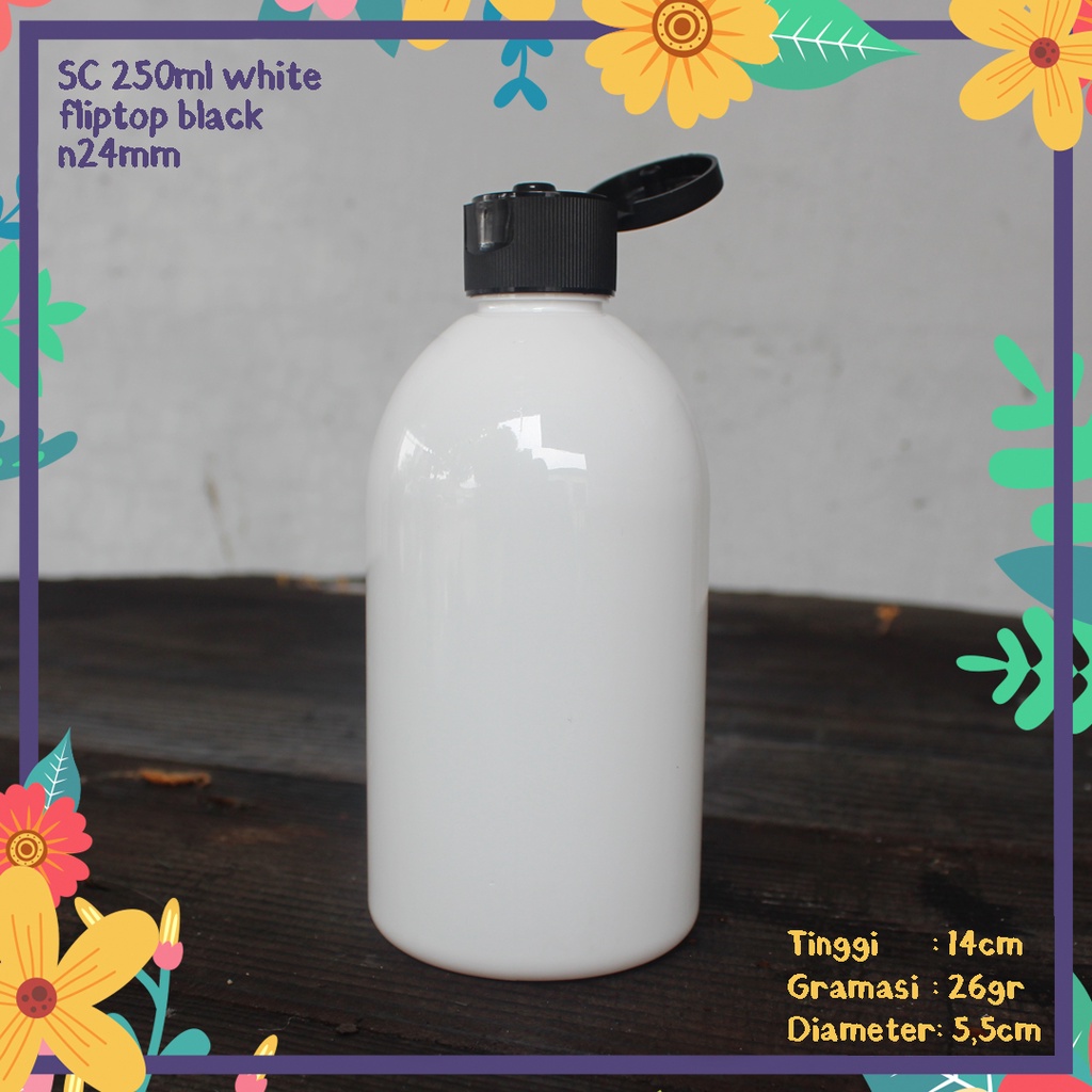 BOTOL PLASTIK SC 250ML OVAL PUTIH TUTUP HITAM PET IMPORT KEMASAN SHAMPOO HANDBODY LOTION GEL MURAH K