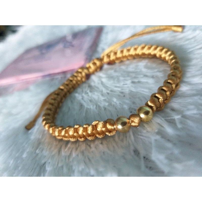 Gelang tali satin  kepang emas semar asli 0,2gram