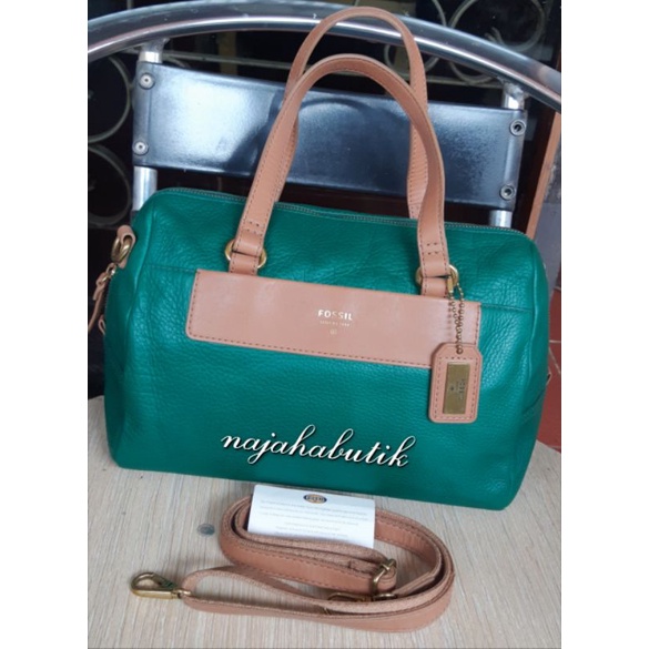 tas fossil amanda satchel green preloved second vvgc cantik