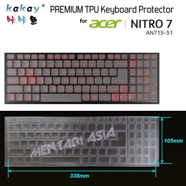 Keyboard Protector ACER Nitro 7 AN715-51 - KAKAY Premium TPU Clear
