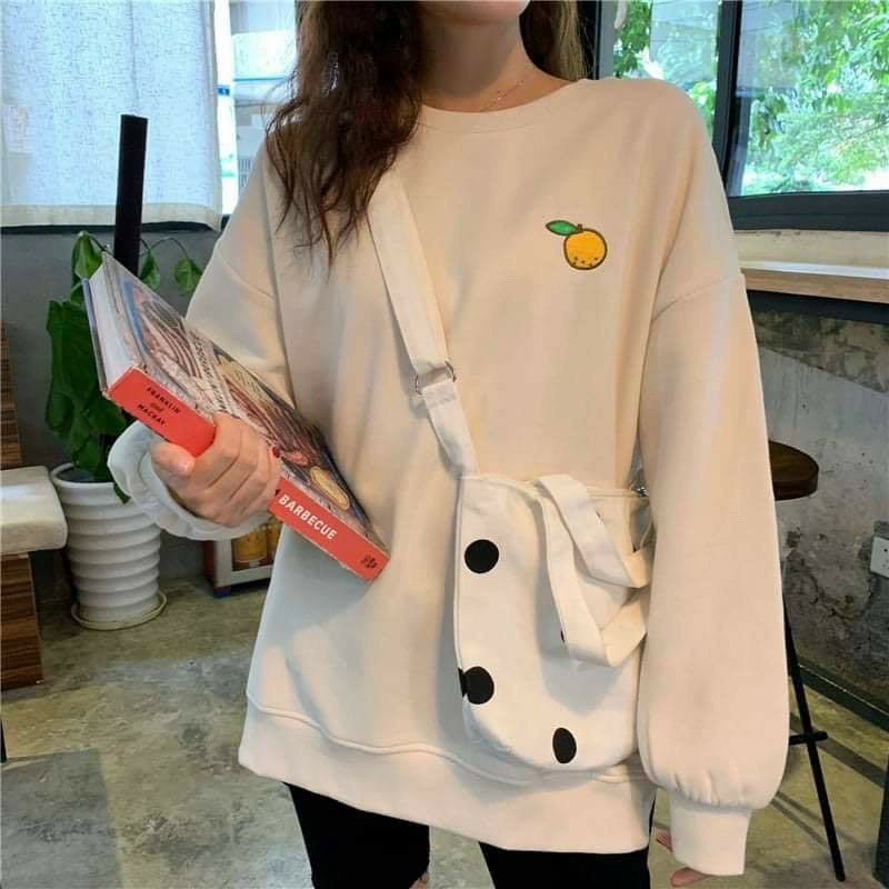 (S - 6XL) Sweater Cute PEACH PEACHY LEMON AVOCADO (SABLON) crewneck Bigsize pria Wanita Unisex Jumbo Fleece Premium Distro