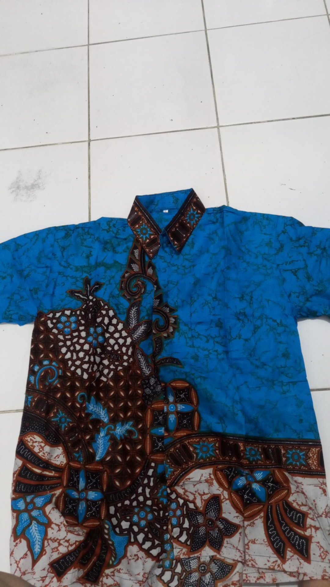 Batik Pria Lengan Pendek Motif Biru Hijau Tosca Batik Pekalongan Jawa Pria Murah Laris