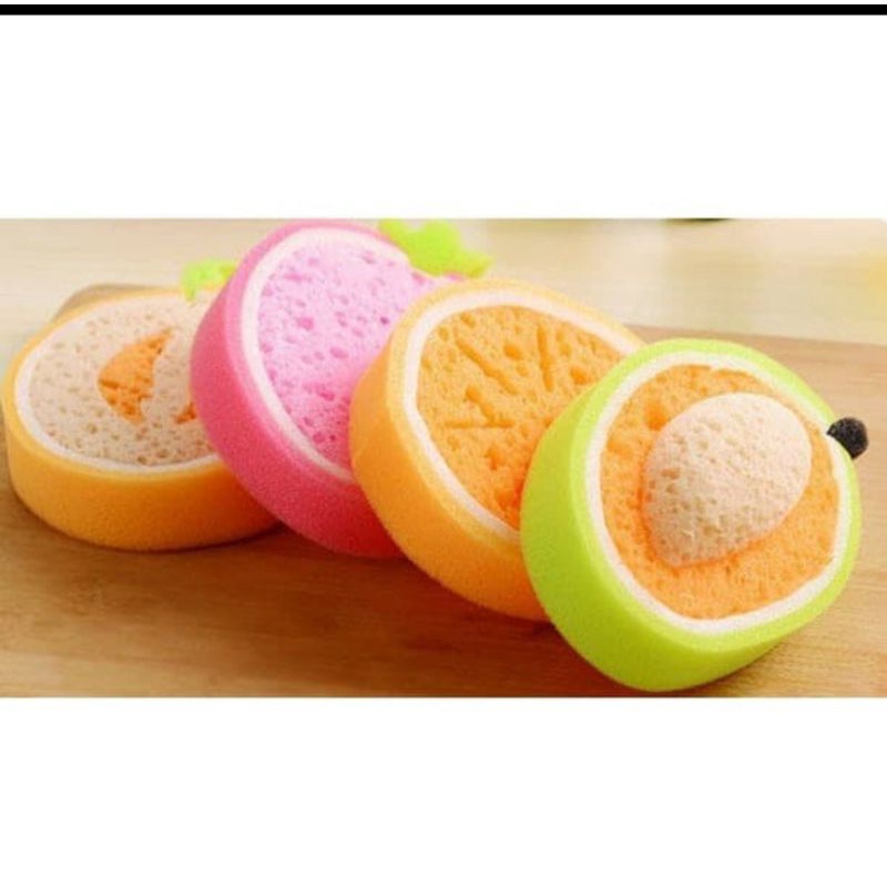 spon cuci piring motif buah sponge