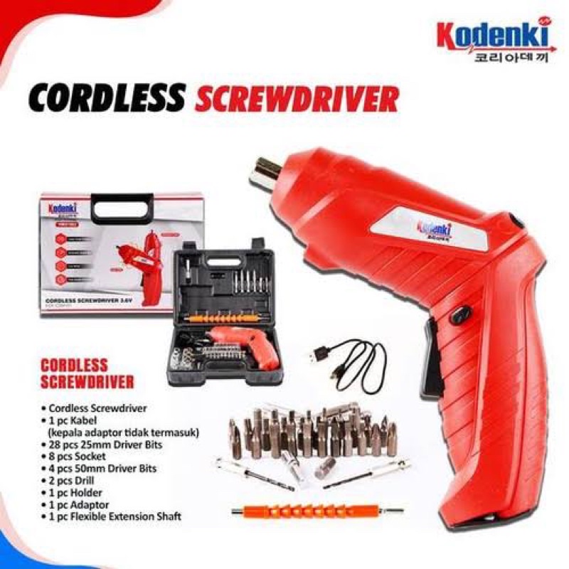 KODENKI CSM101 Mesin Bor Obeng Baterai Cordless Screwdriver Set 47pcs