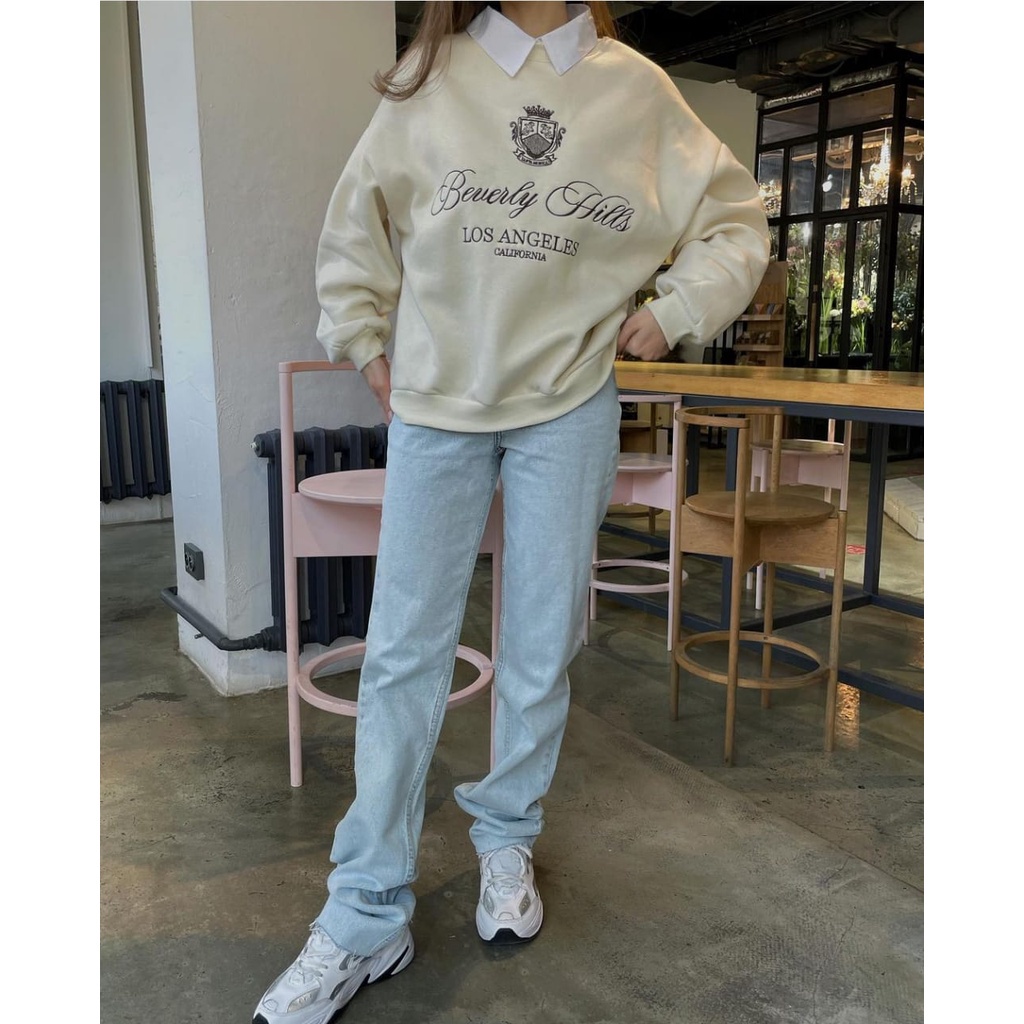 BEVERLY HILLS Oversize Sweater Crewneck Oblong | Sweatshirt Sweater Wanita Fashion Terkini Korean Style