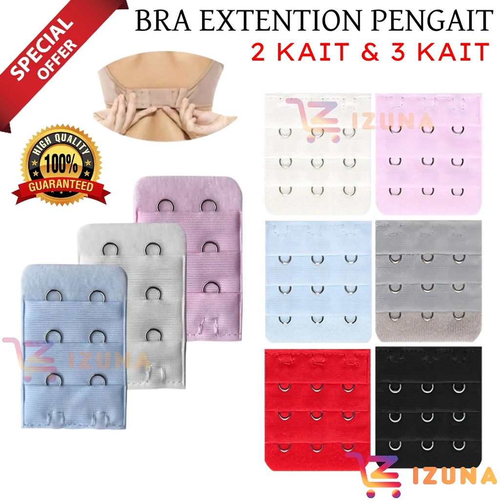 [IZUNA] BRA EXTENTION 2 DAN 3 KAIT / BRA EXTENDER / SAMBUNGAN PENGAIT BRA / SAMBUNNGAN PENGAIT BH / PENGAIT TALI BH / PENGAIT BRA 2 BARIS / PENGAIT BRA 3 BARIS