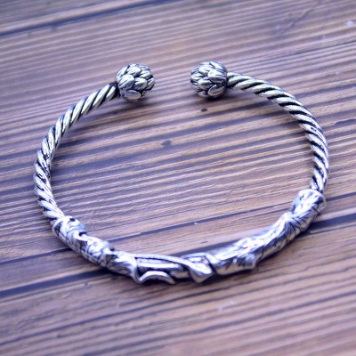 925 perak sterling gelang teratai antik gelang fashion perhiasan/Vintage lotus bracelet fashion jewellery men