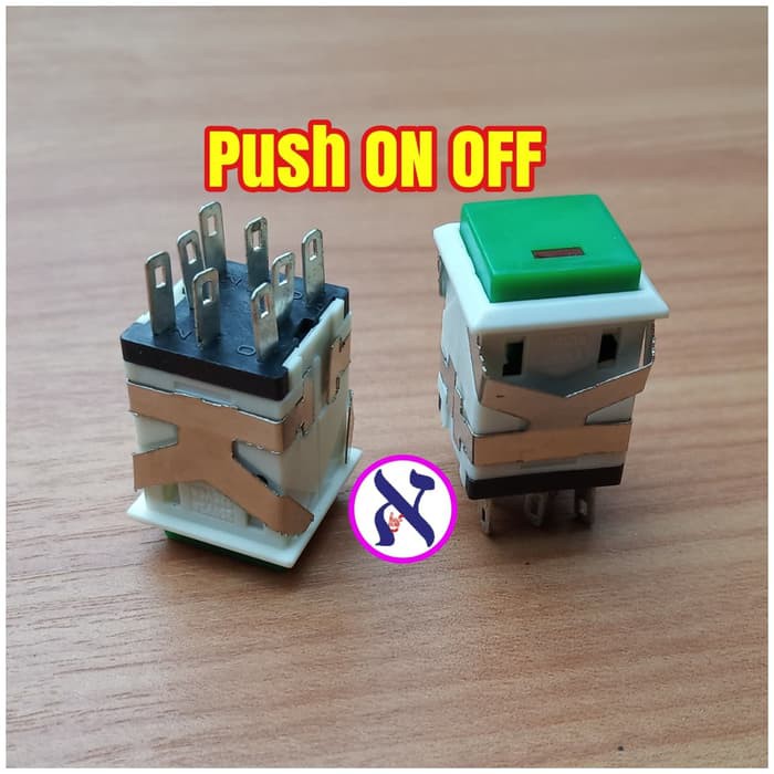 Tombol Push On Off warna merah hijau Kotak indikator Led saklar button ...