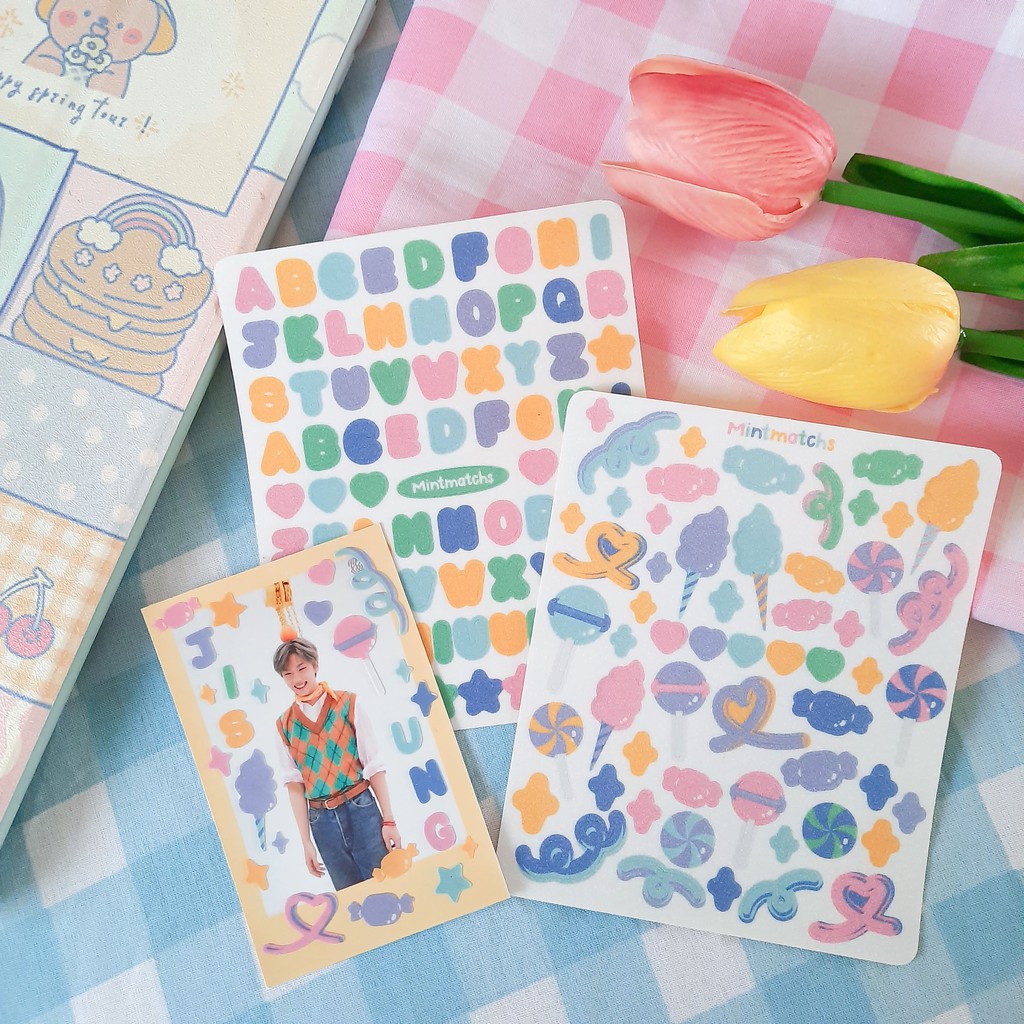 

[mintmatchs] Sweet Delight Deco and Alphabet Sticker - glitter laminated