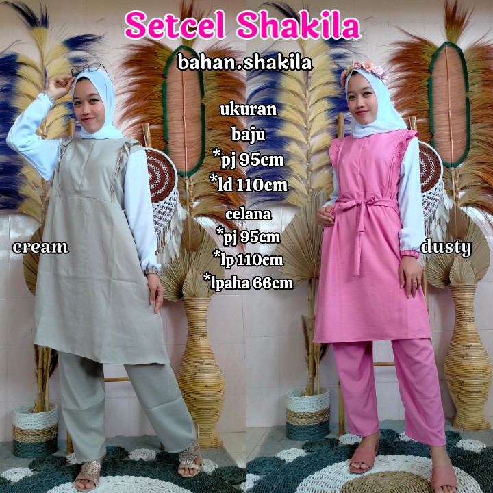 SETCEL SYAKILA PREMIUM/SETELAN SYAKILA CANTIK/ONE SET TUNIK SHAKILA